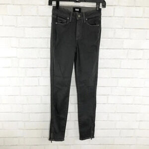 Paige Granite Gray Skinny Jeans Zipper Hems Women's Waist Size 24